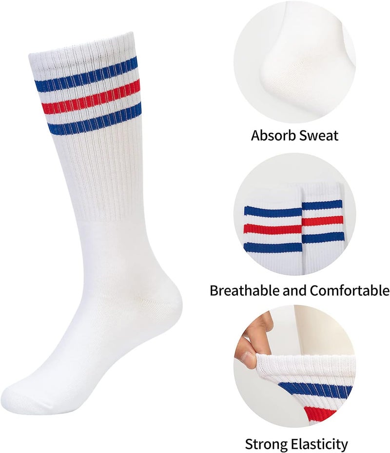 BEFORYOU Striped Sweatbands Set, Sports Headband and Wristbands Sweatbands Colorful Cotton Striped Sweatband Set American Flag Style for Men and Women - Image 4